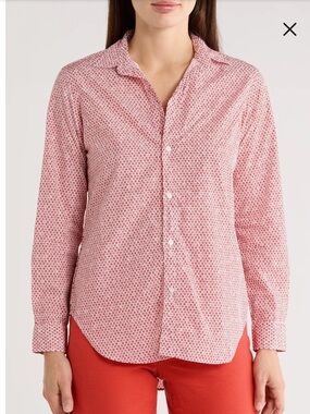 Frank and Eileen Classic Eileen Relaxed Button-Up Shirt Small Red Flowers